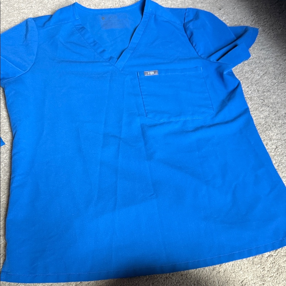 Figs Women's Bright Blue V-Neck Tee